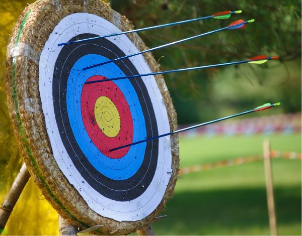 Nahaufnahme einer Zielscheibe fr das Bogenschieen
